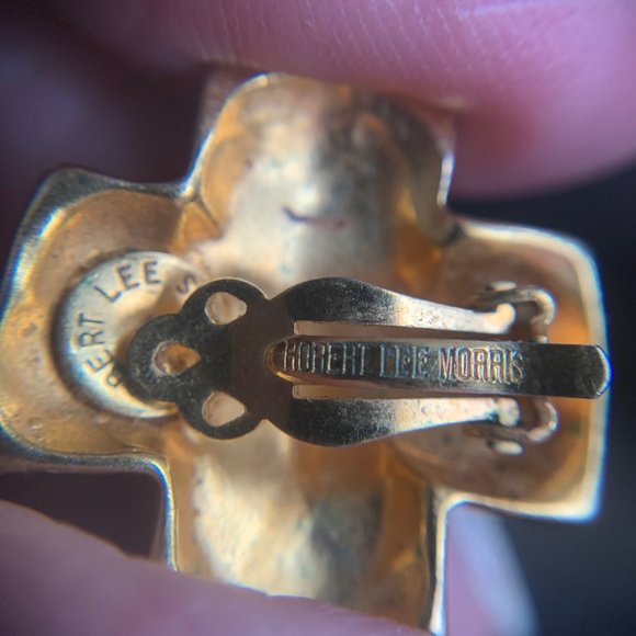 Robert Lee Morris Gold Cross Earrings (Rare) - Picture 5 of 5